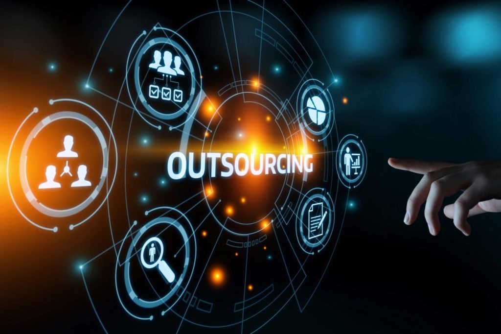 outsourcing graphic with human hand